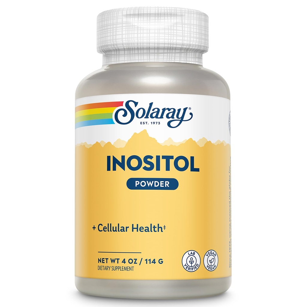 SOLARAY Pure Inositol Powder - Cellular Health Support - Vegan, Lab Verified - 163 Servering, 4 OZ (4oz, 162 Serv.)