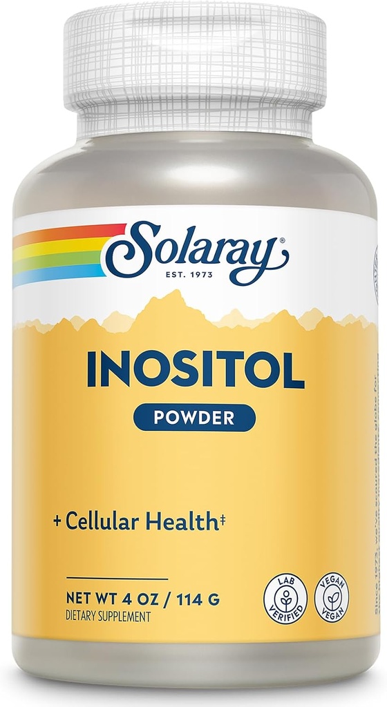 SOLARAY Pure Inositol Powder - Cellular Health Support - Vegan, Lab Verified - 163 Servering, 4 OZ (4oz, 162 Serv.)