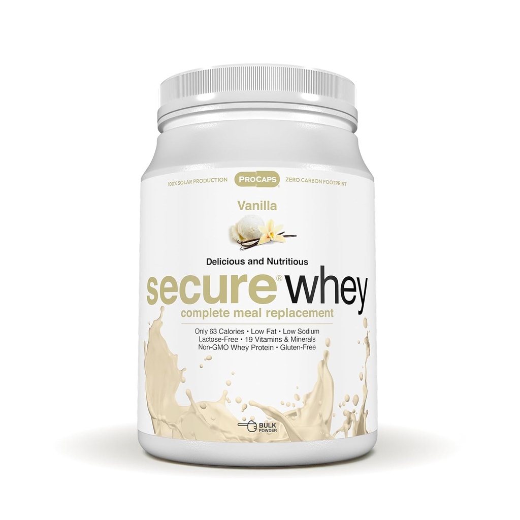 ANDREW LSSMAN Secure Whey Complete Meal Erstatning - Vanilla 60 Servering - Kun 63 kalorier, 7 Bedste Whey Protein, Vitaminer, Minerals, Low- Fat, Nutrious, Delicious, Blandinger Straks