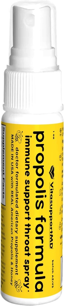 VITASUPORTMD Propolis Formel Throat Spray - Læge Formuleret, Lavet i USA for immunforsvar med naturlige antioxidanter, 1 fl oz