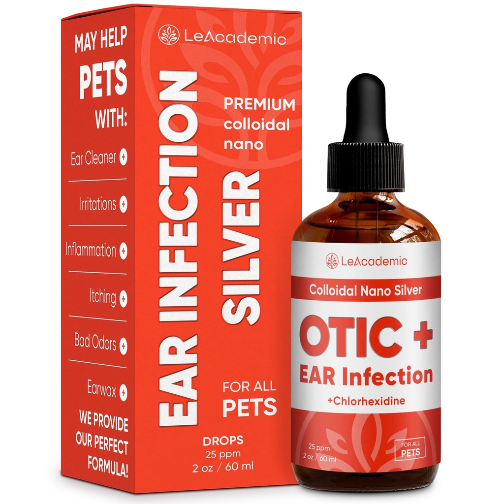 Hundeøre Infektion Treatment against 124; OTIC + Øre Infektion Behandling for hunde & katte • 124; Kat Renere Drops • 124; Chlorhexidin Wash for Kæledyr • 124; Hjælper med otiske irritationer & Itchings • 124; Nano Sølv • 124; 2 Oz