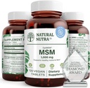 Naturlig Nutra OptiMSM, MSM tillæg med svovl, Forhindre tynding hår, Øge fælles fleksibilitet og ben sundhed, brusk sundhed, Hjælper understøtter fluid balance, 1000 mg, (120) Vegan tabletter