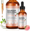 Graviola Soursop Leaf Extract Liquid - Soursop Bitters Liquid, Support Immune, Relax, Liver and Sleep, Sugar & Alcohol-Free, Highly Absorbable Formula, White Peach Flavor, 2 Fl Oz