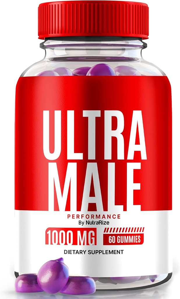 NutraRize Ultra Mand Gummies 1000 MG, Vitamin Gummies, Alle naturlige supplement til Boost daglige ydeevne og samlede sundhed, officielle UltraMale anmeldelser (60 Gummies)