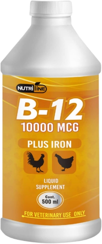 NUTRILIN B- 12 for fjerkræ - Multivitamin Booster til Rooster, Høns, Kylling, Vitamin Inddrivelse Flydende 16 onzas