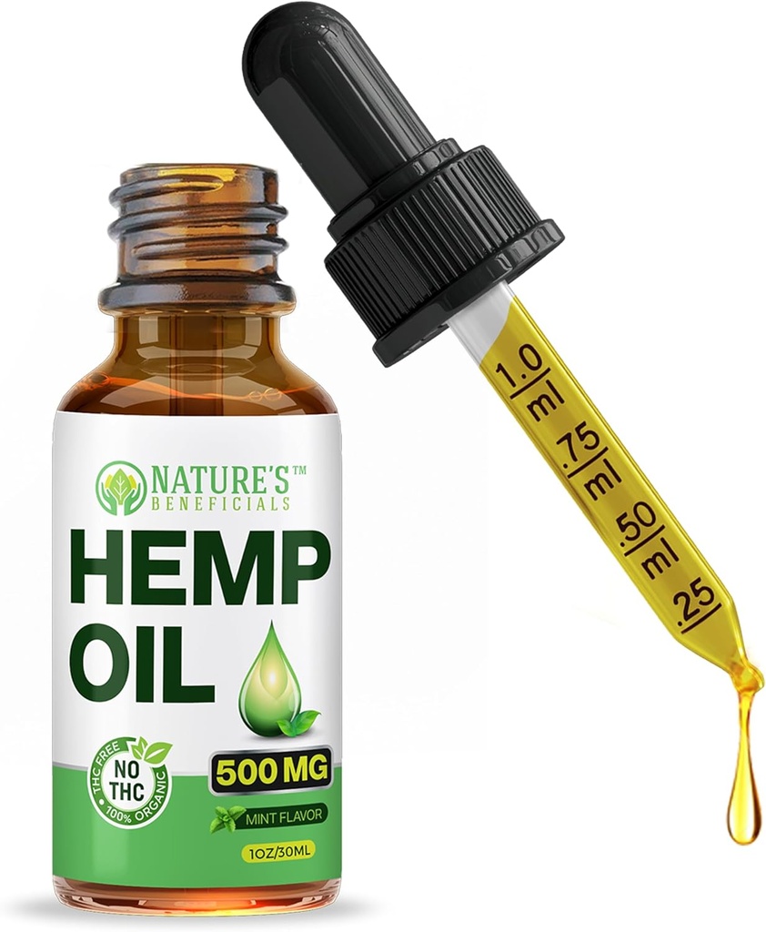 NATUR 'S STØTTEMODTAGERE Organisk Hamp Oil Extract Drops, 500mg