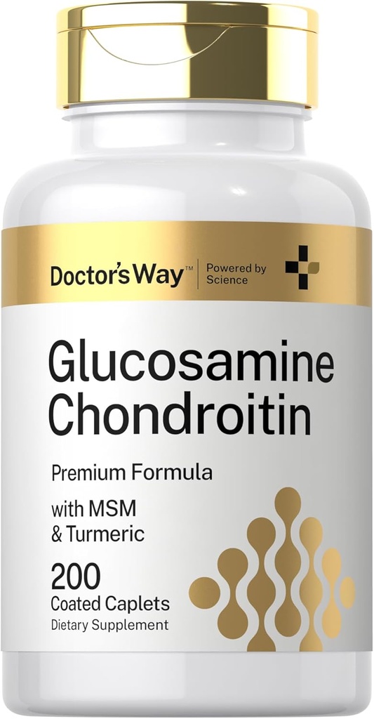Doctor's Way Glucosamine Chondroitin MSM Turmeric | 200 Caplets | Advanced Support Complex | Non-GMO, Gluten Free Supplement