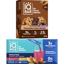 IQBAR Brain og Body Keto Protein Bars - 12 Count Chocolate Lovers Variety Low Carb, Vegan Bars & IQMIX Sugar Free Electrolyte Powder Packets - 20 Count Variety Pack Keto Electrolytes med Lions Mane
