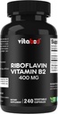 Vitamin B2 (Riboflavin) 400 mg 240 Vegetarkapsler - Support Cellular Energy and Red Blood Cell Production