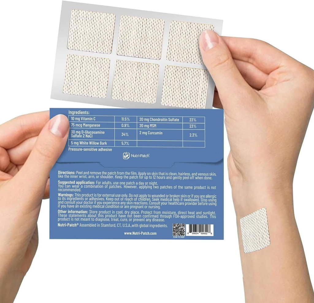 NUTRI- PATCH Inflamm tematisk hud patch Note 124; Infunderes med gurkemeje, MSM, hvid Willow Bark og C-vitamin, 30 Tæl