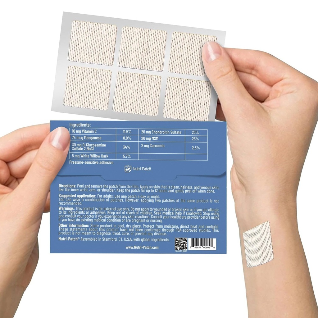 NUTRI- PATCH Inflamm tematisk hud patch Note 124; Infunderes med gurkemeje, MSM, hvid Willow Bark og C-vitamin, 30 Tæl
