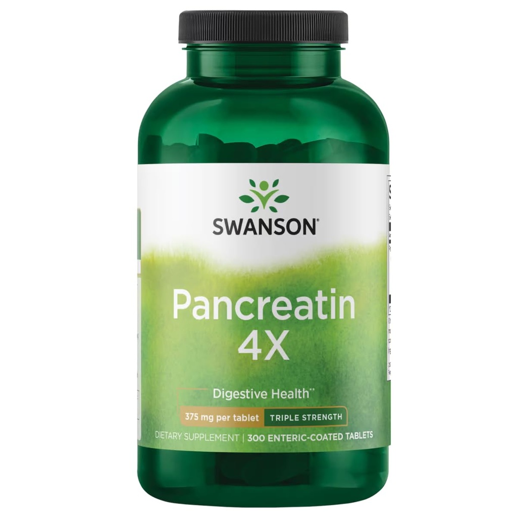 Swanson Triple- Strength Pancreatin 4X Enzyme - 375mg, 300 Tabs