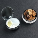Rund pill Box 3 Segment pill Box Pill Containe Pillbox Case for Travel Small Pill Case Golden Retriever Pill Organizer for Vitaminer Fish Oil Box Supplement Box