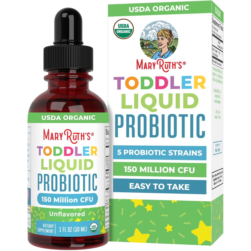 MaryRuth Organics Cocomelon Toddler Probiotic Liquid Drops (124; Kids Probiotics for Age 1-3 - 124; 5 Probiotiske Strops) 124; 150 Millioner CFU Per Servering (124; USDA Organical Measugar Free Measugar) 124; Gluten Free Measures 124; 1 Fl Oz