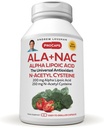 ANDREW LESSMAN ALA + NAC Alpha Lipoic Acid med N- Acetyl- Cysteine 180 Kapsler - Ultra-High Potency, Anti- Oxidant Support for Nervesystemet, Heart, Brain, Lever, Nyrer, Lunger, Energi. Ingen tilsætningsstoffer