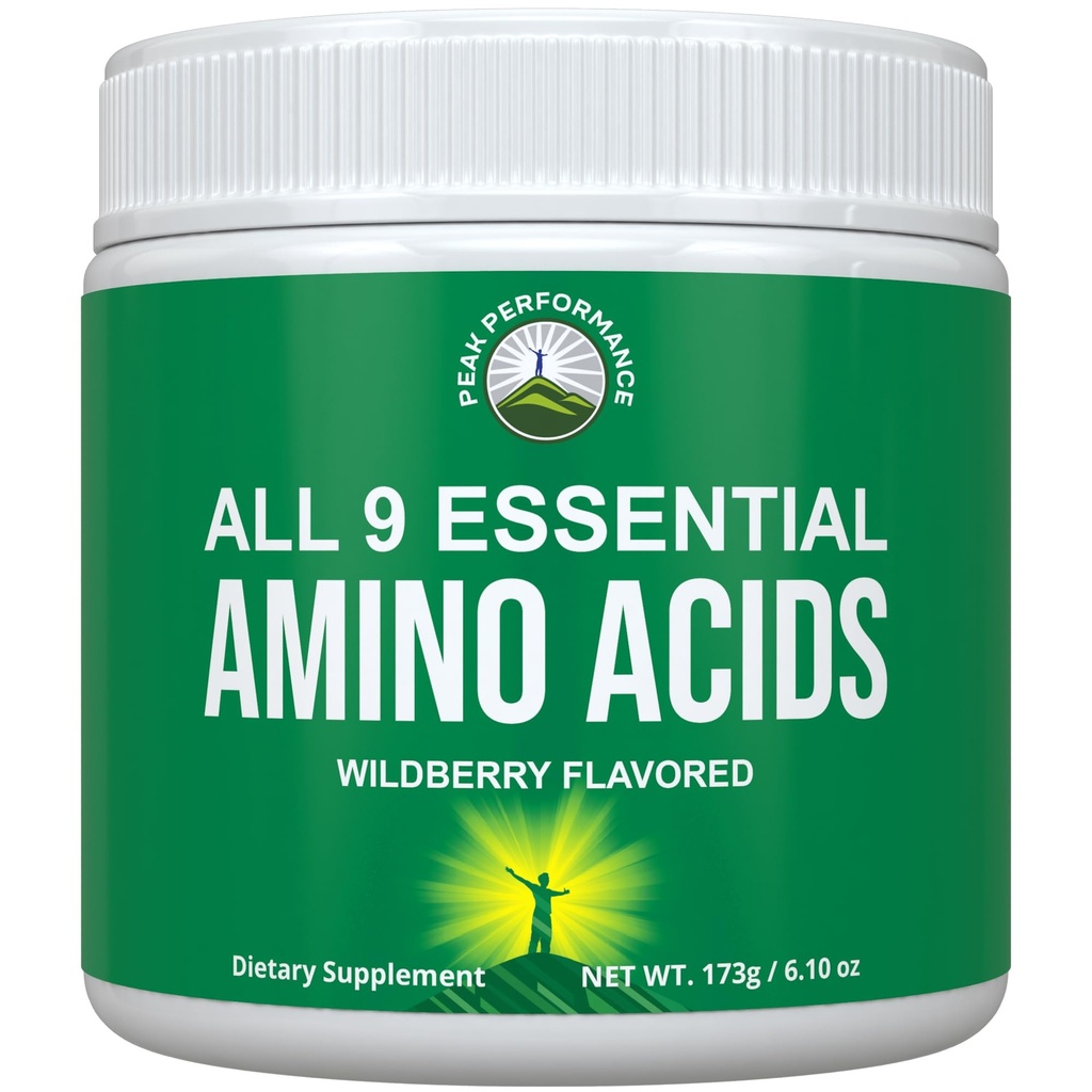 Alle 9 essentielle aminosyrer pulver. Pre + Under + Post Workout med EAA + BCAA for energi, muskelvækst, og inddrivelse. Ikke-GMO BCAA og EAA pulvere til mænd + kvinder. 3. part testet. Vildbær