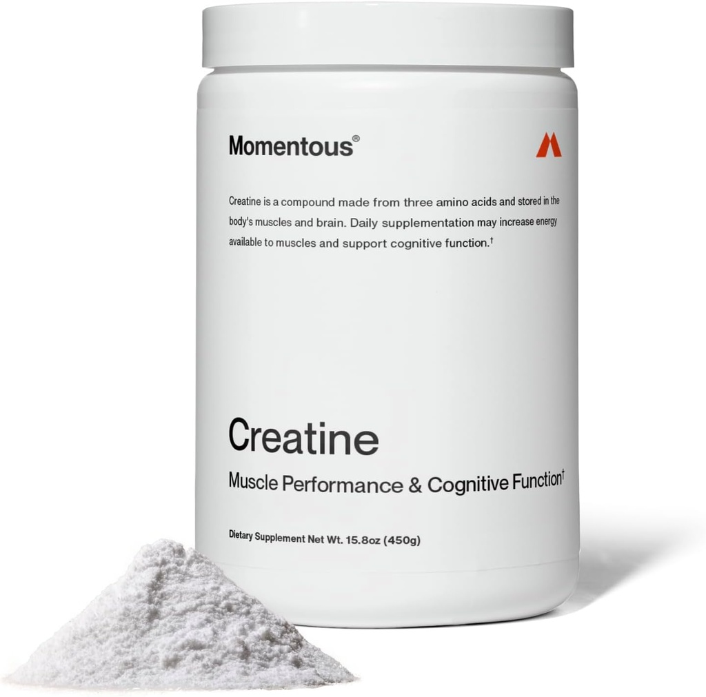 Momentous Creatin Monohydrat Powder - Creapure Creatin Powder - Understøtter Styrke, Lean Muscle, & Inddrivelse for mænd og kvinder - NSF Certified for Sport - 5 g pr Servering - 90 Servering