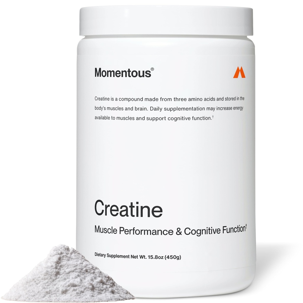 Momentous Creatin Monohydrat Powder - Creapure Creatin Powder - Understøtter Styrke, Lean Muscle, & Inddrivelse for mænd og kvinder - NSF Certified for Sport - 5 g pr Servering - 90 Servering