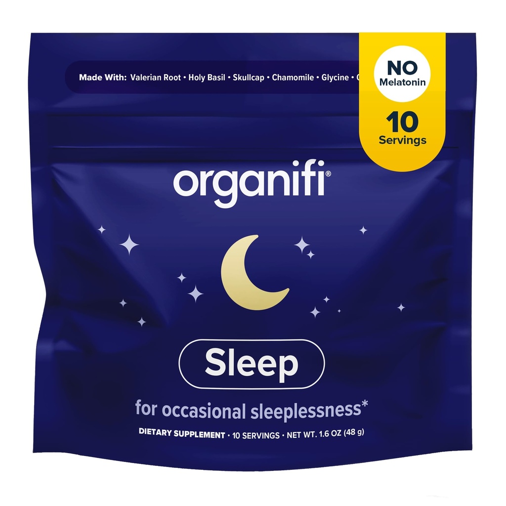 Organifi Sleep - Sleep Support med Valerian Root, Lavendel, GABA og L- theanin - No Melatonin - Opkalkning og afslappende Nighttime Drink - No Gluten, Dairy eller Soy