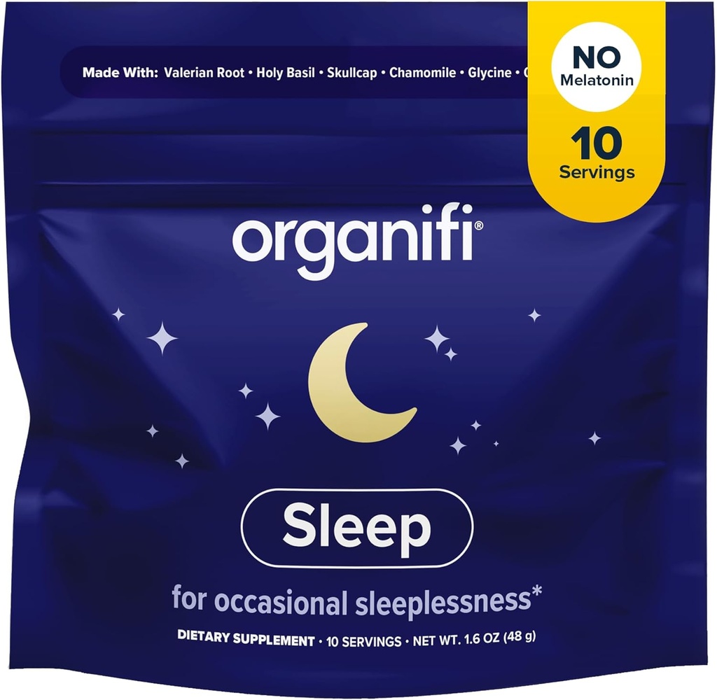 Organifi Sleep - Sleep Support med Valerian Root, Lavendel, GABA og L- theanin - No Melatonin - Opkalkning og afslappende Nighttime Drink - No Gluten, Dairy eller Soy