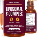 Liposomal B Vitamin Complex Flydende - Høj Absorption for energi, hjerne & hudsundhed, hår & negle, Advanced Liposomal Levering, Vegan, Non- GMO, 2 Fl Oz
