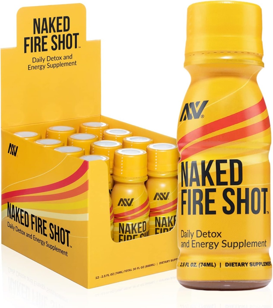 NAKED ernæring Nøgen ild shot - Natural Energy Shots, Ginger Root, Raw Apple Cider Vinagar, Organic Ginseng & Ashwagandha, Detox, Energy Wellness Shots - 2.5Oz, 12 Pack