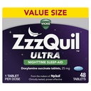 ZzzQuil ULTRA, Sleep Aid, Doxylamin Succinate 25 mg, Sleep Aid til voksne, Nighttime Sleep Aid, 48 tabletter