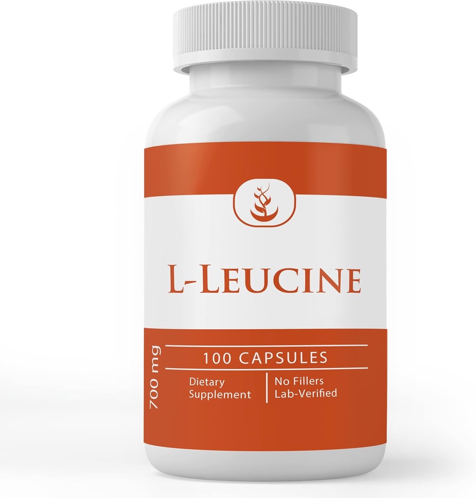 PURE ORIGINAL INGREDIENSER L- Leucin, (100 kapsler) Altid ren, ingen tilsætningsstoffer eller fyldstoffer, Lab Verified