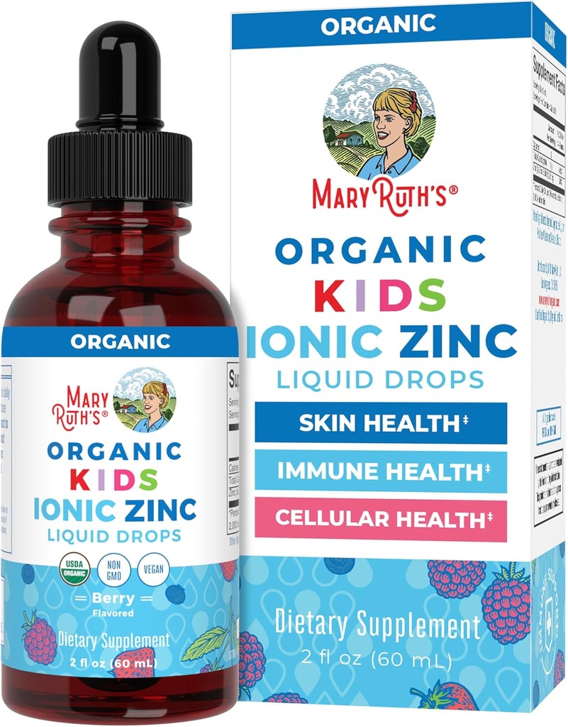 MaryRuth Organics Zink supplement til immunstøtte, immunstøtte supplement til børn, alder 4-13, Zinksulfat, Vegan, USDA Organic, Glycerin baseret, 2 Fl Oz