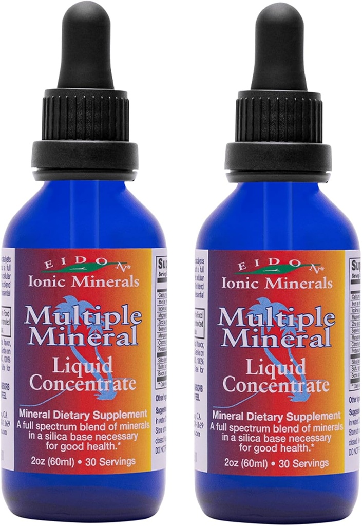 Eidon Multiple Minerals Supplement - Ionic Trace Mineral Drops for Water, Natural Liquid Vitamin to Support Heart Health and Hydration, No Preservatives - 2 oz, 2 Pack