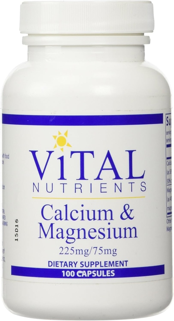 Vital Nutrients Calcium Magnesium Vitaminer, 225 mg / 75 mg, 100 Tælling