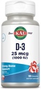 KAL vitamin D3 1000 IE 25 mcg, D-vitamin tyggetabletter, Calcium Absorption, Knogle- og immunsupporttilskud, naturlig pebermynte Flavor, sødet med Xylitol, 100 Servere, 100 Chews