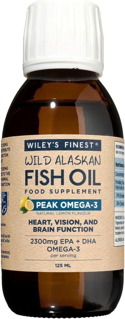 Wiley 's Finest Peak Omega-3 Væske 2150mg EPA + DHA Omega-3 Natural Wild Alaska Fish Oil Food Supplement 25 Servering