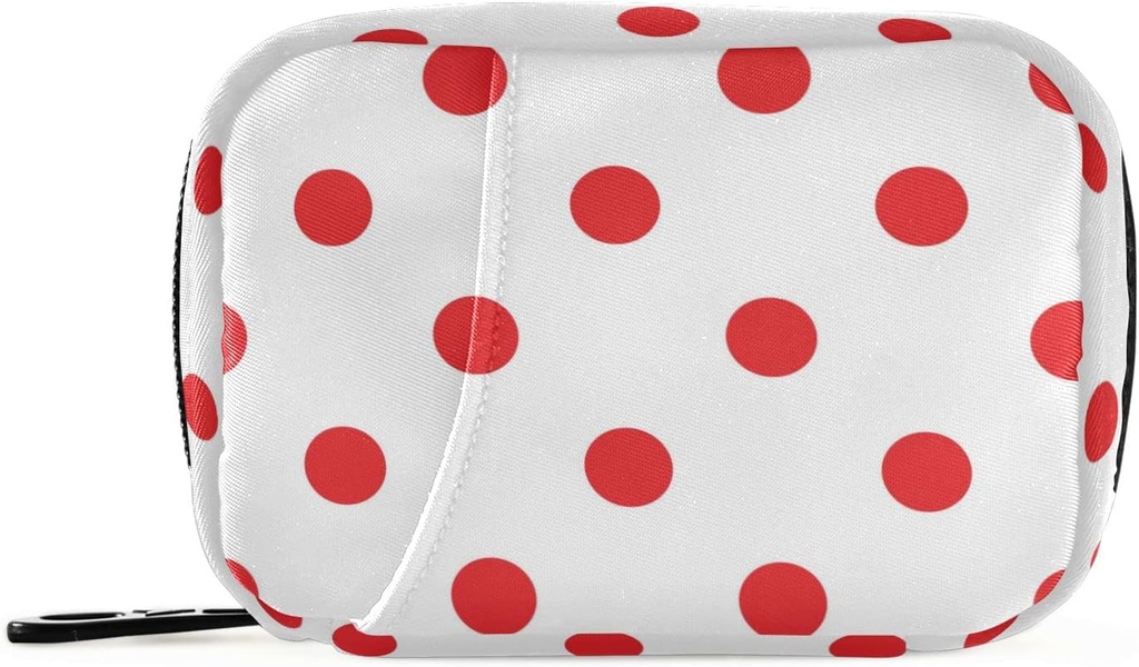 Naanle rød og hvid Polka Dots Pill Box 7 Dag sag taske Rejsearrangør med lynlås Portable Weekly Compact Størrelse for Vitamin Supplement Holder A Dots Red 4.6 x 3.14 x 1.88 Tommer 0,12 kg