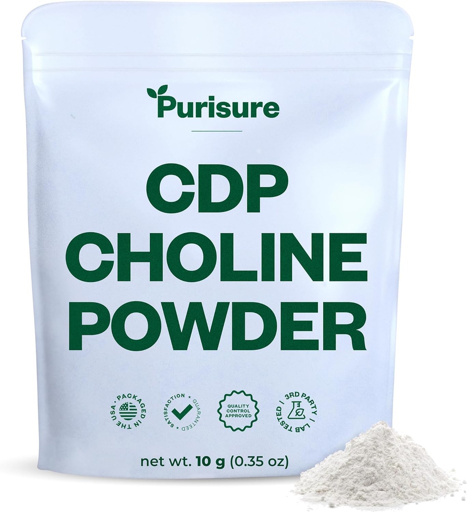 Fritid CDP Cholin Powder, 10g, CDP Cholin Kosttilskud, der understøtter opmærksomhed, fokus og energi, Citicolin Powder til kognitiv funktion, Øger motivering og produktivitet, 40 Servere
