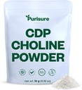 Purisure CDP Choline Powder, 10g, CDP Choline Supplements That Support Attention, Focus, and Energy, Citicoline Powder for Cognitive Function, Increases Motivation and Productivity, 40 Servings