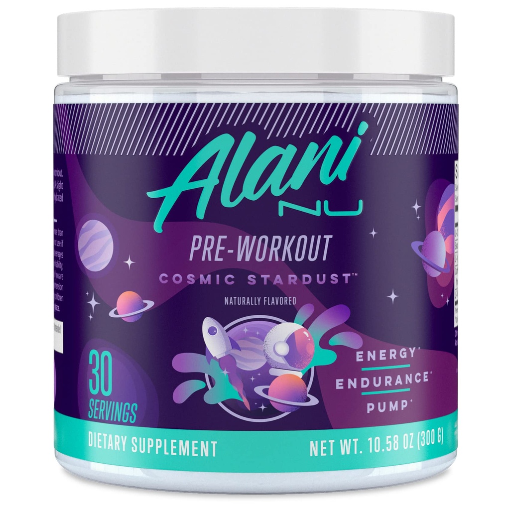 Alani Nu Pre Workout Powder Kosmisk Stjernestock Buddy 124; Amino Energy Boost Buddy 124; Endurance Supplement 124; Sukker Gratis Buddy 124; 200mg Koffein Buddy 124; L- Theanine, Beta- Alanine, Citrullin Buddy 124; 30 Servering