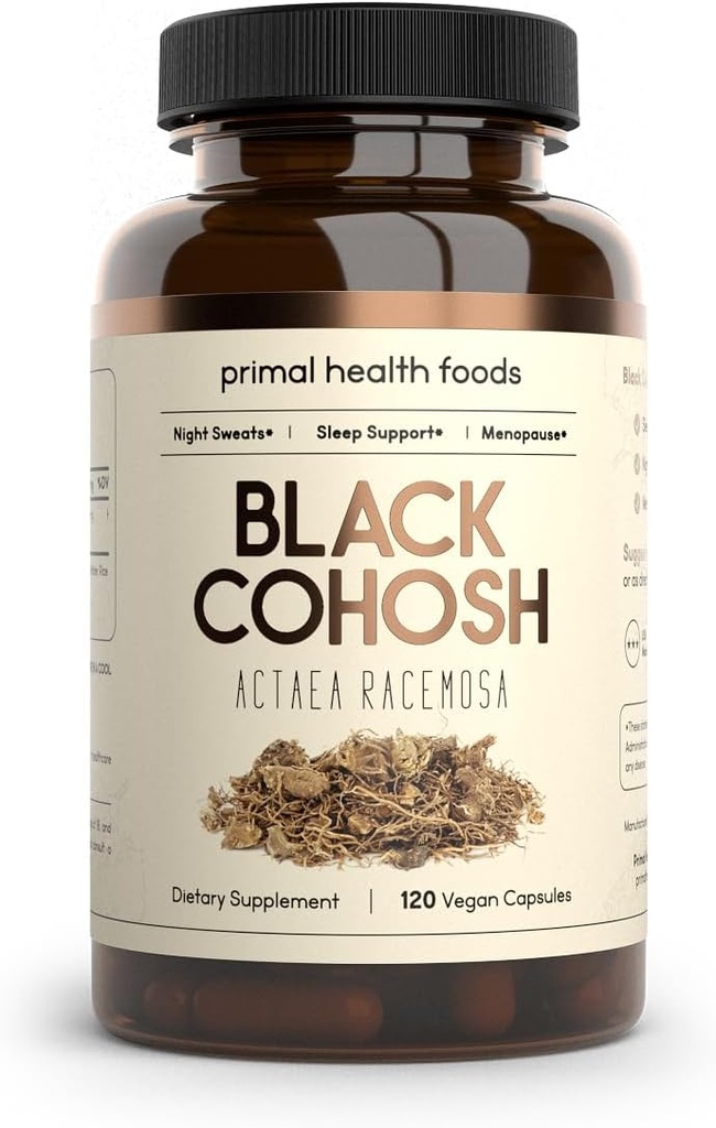 Organic Black Cohosh 1000 mg 60 Servering Medic124; Menopause, Night Sweats and Sleep Support Medical 124; Vegetar, Organic, Non- GMO & Gluten Free