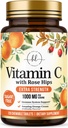 C-vitamin Supplement 1000mg - Ekstra styrke med Rose Hips Bioflavonoider - Sukker fri C-vitamin tyggetabletter, Naturens Vit C for immunforsvar & antioxidant beskyttelse - 120 tyggetabletter