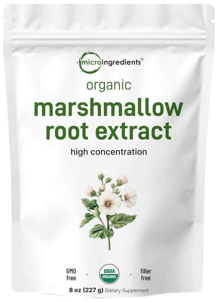 Mikroingredienser Økologisk Marshmallow Root Powder, 8 Ounce, Filler Gratis og Traditionelt brugt, Understøtter fordøjelsessygdomme Gastrointestinal sundhed, ikke-bestrålet og ingen GMO 'er, Vegansk Friendly