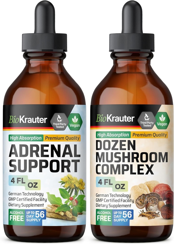 BIO KRAUTER Adrenal Support Tinktur 4 Fl. Oz. & Dozen Mushroom Tinktur 4 Fl. Oz.