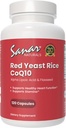 Sanar Naturals Red Yeast Rice, CoQ10 Supplement - Understøtter sund hjerte funktion, energi, og Stamina - Non-GMO, Gluten Free, Vegan, 120 Kapsler