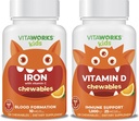 Kids Iron 10mg + C-vitamin tyggetabletter + vitamin D3 1000 IE tyggetabletter Bundle