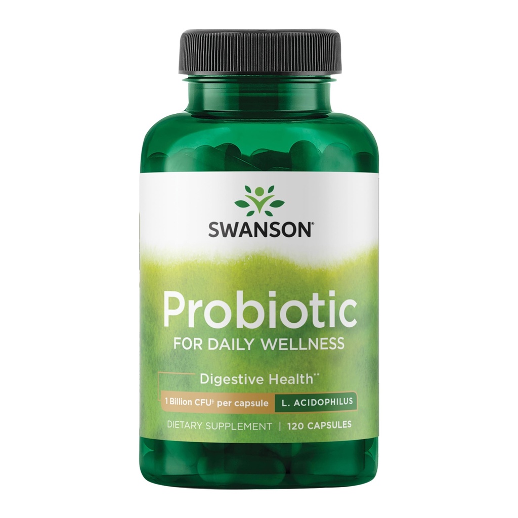 Swanson Probiotic - fordøjelsessygdomme supplement w / 1 Billion CFU per kapsel - Naturlig formel støtte tarmregulering & daglig wellness - (120 kapsler)