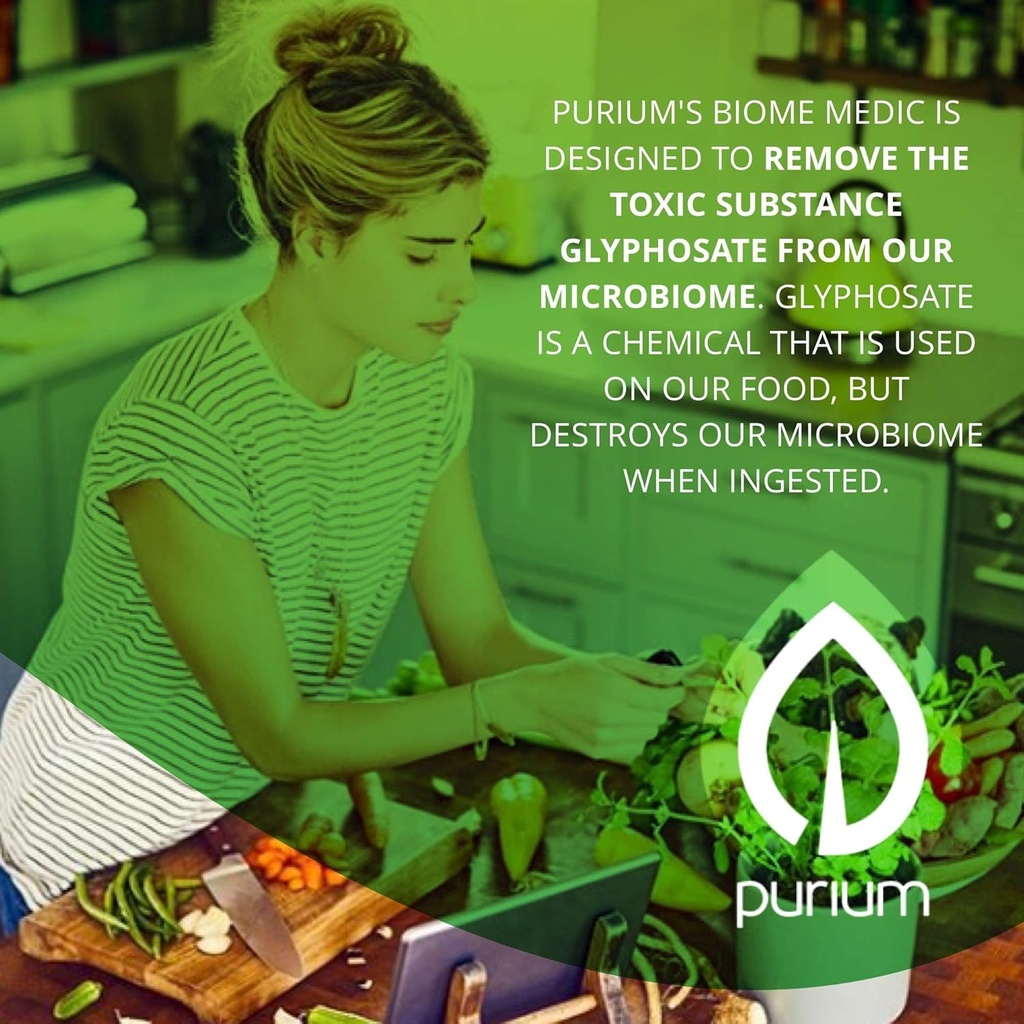 Purium Biome Medic - 60 Veganske kapsler - Gut Health Support, Fjerner GMO toksiner, understøtter gode bakterier, Reparationer Microbiome - Vegetarisk, Gluten Free - 60 Servere