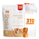 310 Nutrition All- in- One Meal Erstatning Shake Powder w / Shaker Cup Starter Kit - High Protein Fiber Rich Vegan Superfood Blend - Sugar- Free, Keto & Paleo Friendly, Low Carb - Caramel Sundae 28 srv