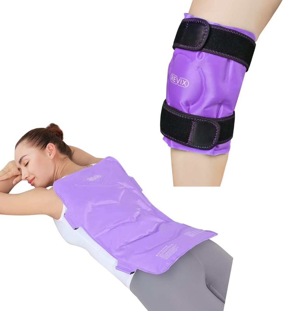 REVIX Knee Ice Pack til skader Genanvendelige og ekstra store Gel Cold Pack til fuld ryg smertelindring