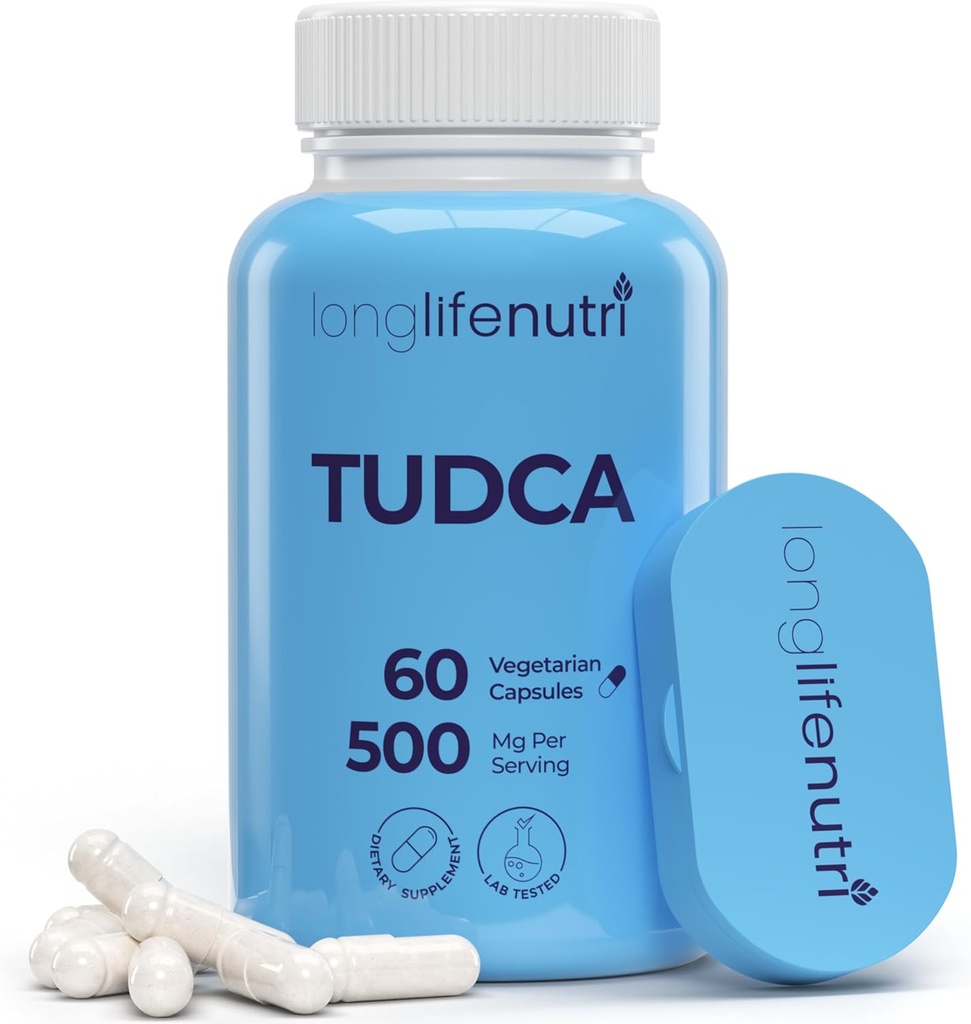 TUDCA - Tauroursodeoxycholsyre Bile Salt, 500mg per Serving & 60 Vegetariske Kapsler, Formuleret til lever Wellness, naturlige ingredienser, 30- Day Supply, Made in USA