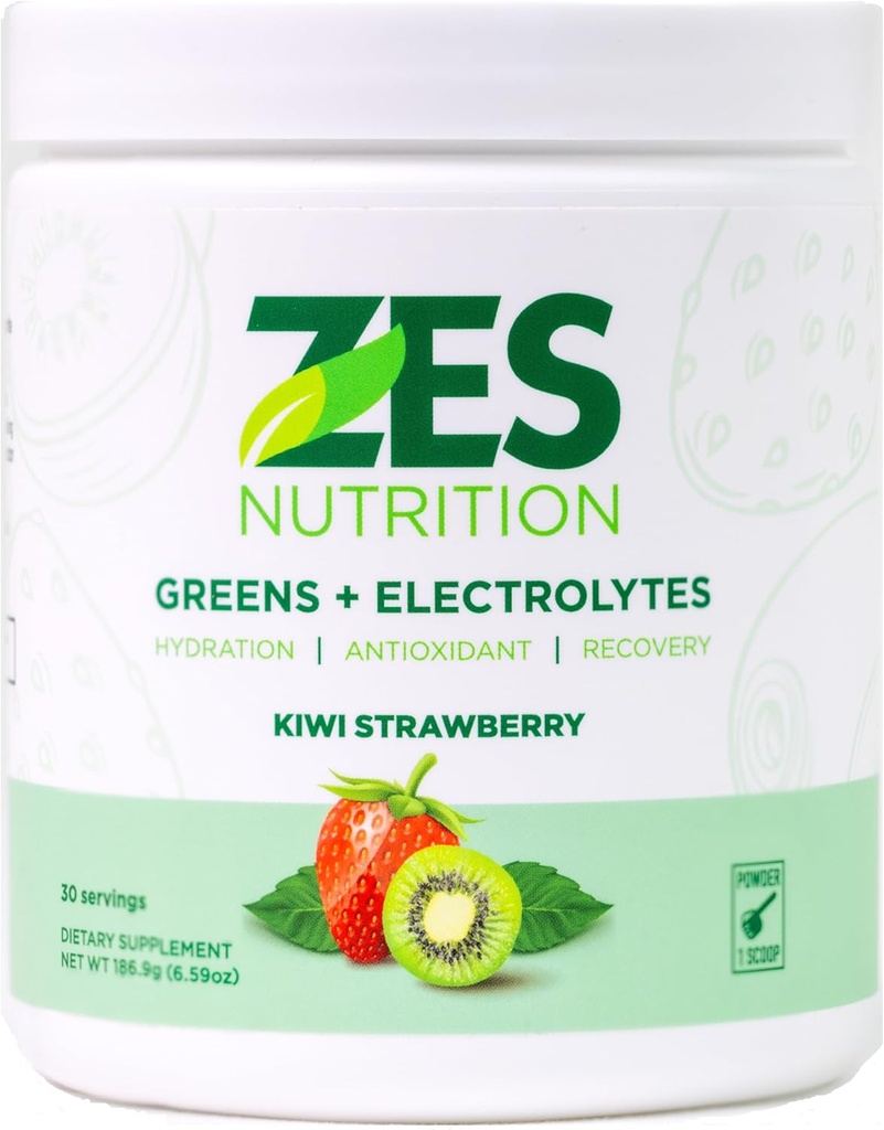 Grønne + Electrolytes, Kiwi Strawberry Flavor, Vegan, Non- GMO, Green Powder, Daily Green Boost, Vegetabilske pulver supplement, Organic Electrolytes, Recovery & Support, Smoothie Mix