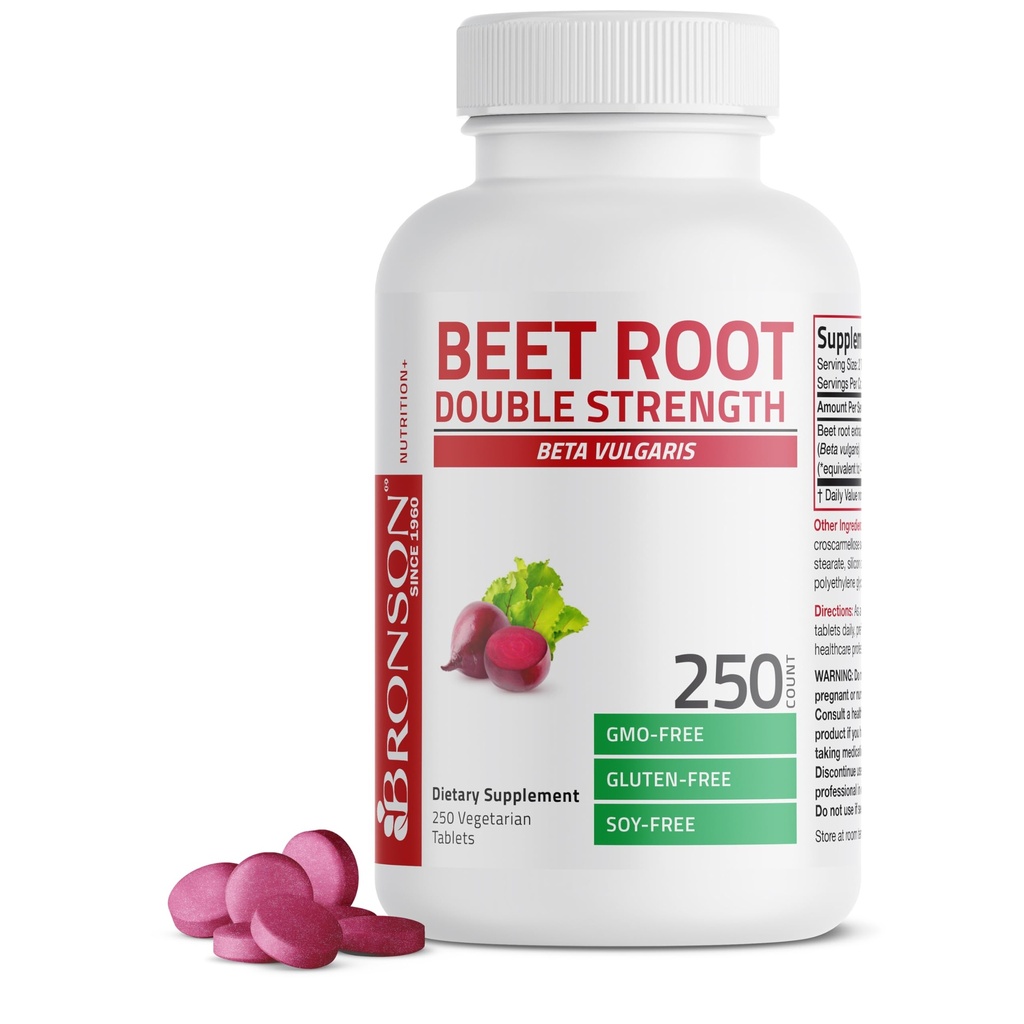 Bronson Beet Root Dobbelt Styrke, Non- GMO, 250 Vegetariske tabletter